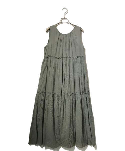 THREE DOTS（スリードッツ）THREE DOTS (スリードッツ) Feather lawn dress グリーン サイズ:sの古着・服飾アイテム