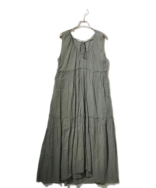 THREE DOTS（スリードッツ）THREE DOTS (スリードッツ) Feather lawn dress グリーン サイズ:sの古着・服飾アイテム