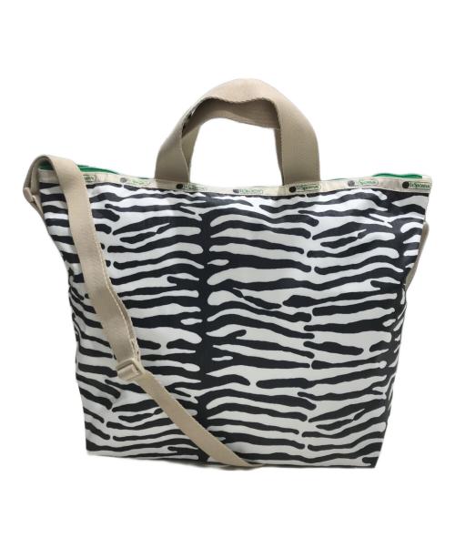 LeSportsac（レスポートサック）LeSportsac (レスポートサック) MUVEIL TRAVEL (ミュベール) ゼブラ2WAYショルダーバッグ ホワイト×ブラックの古着・服飾アイテム