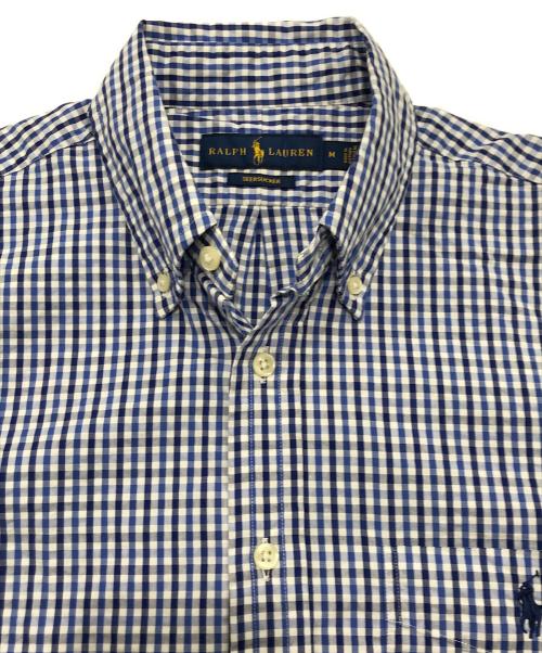 RALPH LAUREN（ラルフローレン）RALPH LAUREN (ラルフローレン) シアサッカー半袖チェックシャツ ブルー サイズ:Mの古着・服飾アイテム