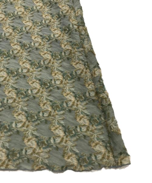 Arobe（アローブ）arobe (アローブ) フリンジボタニカルジャガードドレス ブラック×グリーン サイズ:2の古着・服飾アイテム