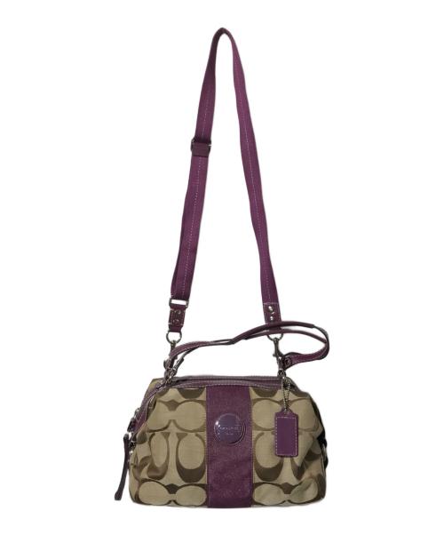 COACH（コーチ）COACH (コーチ) 2WAYバッグ パープル×ベージュの古着・服飾アイテム