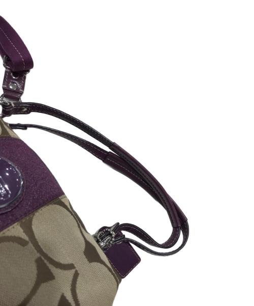 COACH（コーチ）COACH (コーチ) 2WAYバッグ パープル×ベージュの古着・服飾アイテム