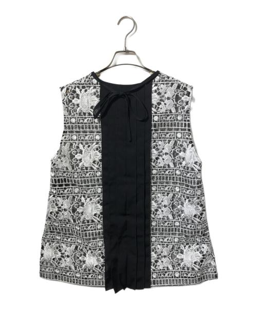 ADORE（アドーア）ADORE (アドーア) リュクスオーナメントレースブラウス ブラック×ホワイト サイズ:38の古着・服飾アイテム