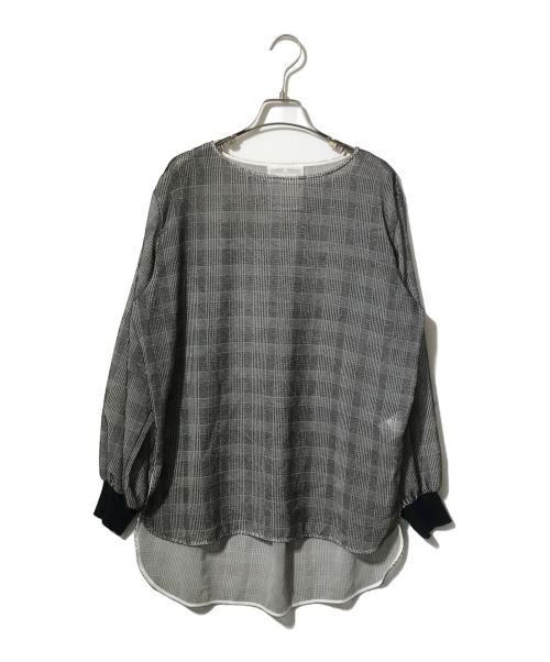 BEARDSLEY（ビアズリー）BEARDSLEY (ビアズリー) チェック柄シアートップス グレー サイズ:freeの古着・服飾アイテム