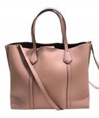TORY BURCHトリーバーチ）の古着「トリプルコンパートメントトートバッグ」｜ピンク