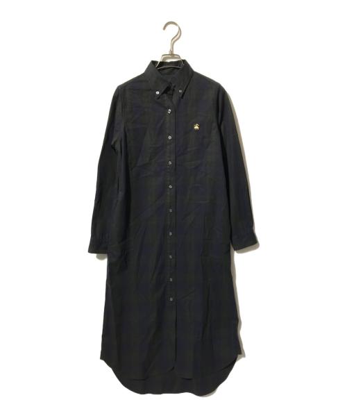 BROOKS BROTHERS（ブルックスブラザーズ）BROOKS BROTHERS (ブルックスブラザーズ) チェック柄シャツワンピース グリーン×ブラウン サイズ:2の古着・服飾アイテム