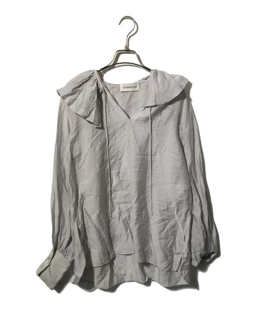 DEPAREILLE（デパリエ）DEPAREILLE (デパリエ) フリル ビッグカラー シャツ ブラウス グレー サイズ:38の古着・服飾アイテム
