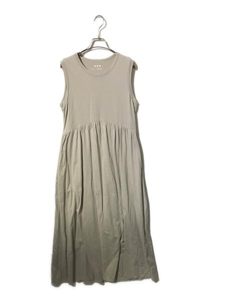 THREE DOTS（スリードッツ）THREE DOTS (スリードッツ) Long staple yarn gather dress/ノースリーブワンピース ベージュ サイズ:Mの古着・服飾アイテム