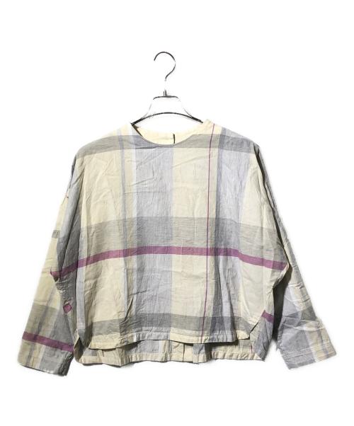 Pal'las Palace（パラスパレス）PAL'LAS PALACE (パラスパレス) 40/-起毛ツイル杢チェック 後ろ開きドルマン袖シャツ ベージュ サイズ:SIZE 0の古着・服飾アイテム