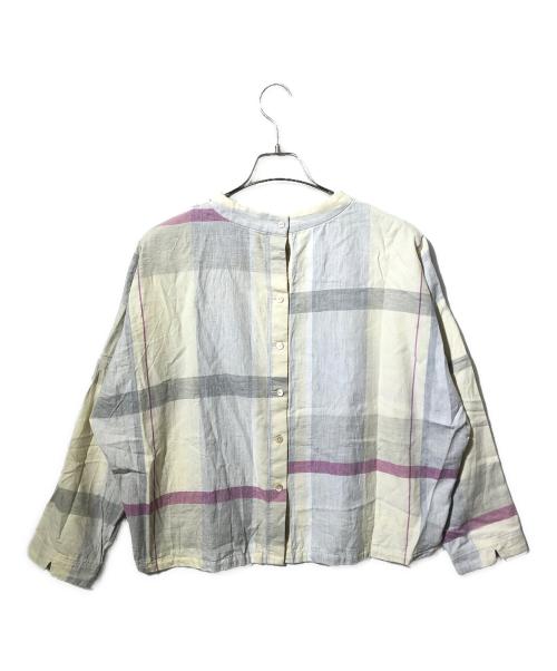 Pal'las Palace（パラスパレス）PAL'LAS PALACE (パラスパレス) 40/-起毛ツイル杢チェック 後ろ開きドルマン袖シャツ ベージュ サイズ:SIZE 0の古着・服飾アイテム