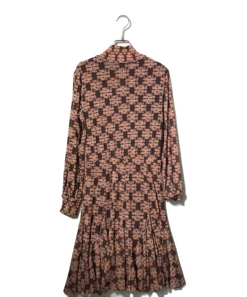 VIVIENNE TAM（ヴィヴィアンタム）VIVIENNE TAM (ヴィヴィアンタム) SOLIDARITY PATTERN PRINT DRESS ブラウン サイズ:40の古着・服飾アイテム