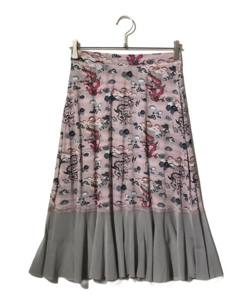 VIVIENNE TAM（ヴィヴィアンタム）VIVIENNE TAM (ヴィヴィアンタム) DRAGON BRUSH PRINT ON ST NET スカート グレー サイズ:40の古着・服飾アイテム