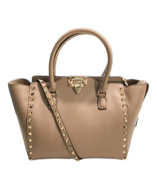 VALENTINO GARAVANI（ヴァレンティノ・ガラヴァーニ）VALENTINO GARAVANI (ヴァレンティノ・ガラヴァーニ) 2WAYレザートートバッグ ベージュの古着・服飾アイテム