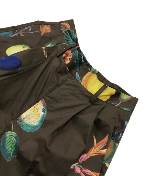 CABAN（キャバン）CABAN (キャバン) コットン Green Showerプリント 2タックワイドパンツ ブラウン×グリーン サイズ:XSの古着・服飾アイテム