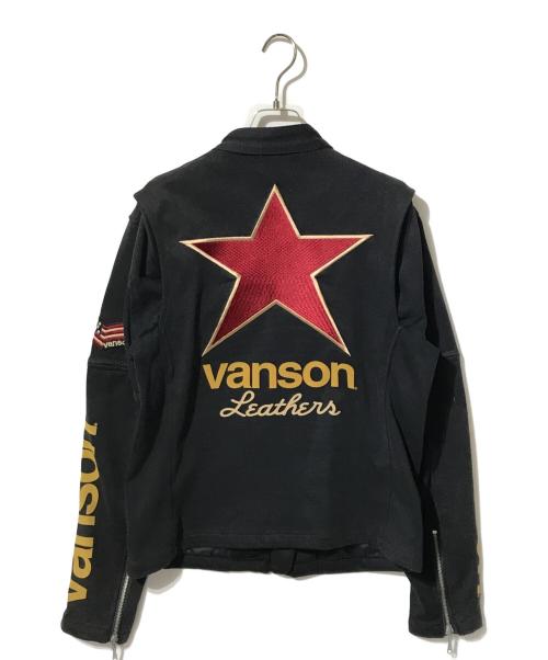 VANSON（バンソン）VANSON (バンソン) 2WAYコットンライダースジャケット ブラック サイズ:Lの古着・服飾アイテム