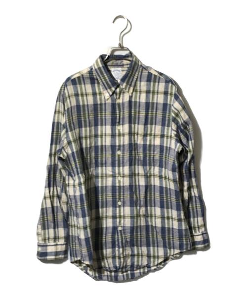 BROOKS BROTHERS（ブルックスブラザーズ）BROOKS BROTHERS (ブルックスブラザーズ) リネンチェックシャツ ブルー×グリーン サイズ:Mの古着・服飾アイテム