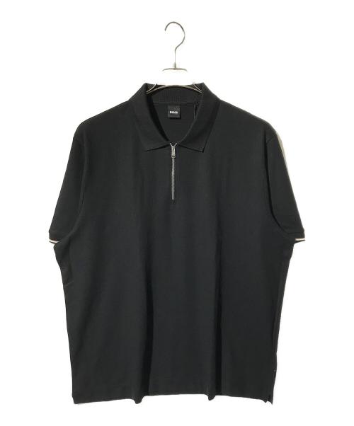 BOSS（ボス）BOSS (ボス) ジップ リブポロシャツ ブラック サイズ:SIZE 3XLの古着・服飾アイテム