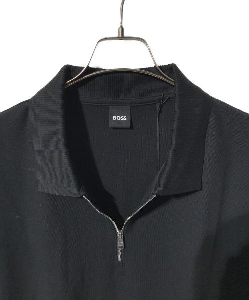 BOSS（ボス）BOSS (ボス) ジップ リブポロシャツ ブラック サイズ:SIZE 3XLの古着・服飾アイテム