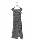 HER LIP TOハーリップトゥ）の古着「French Chic Gingham Dress/フレンチスリーブワンピース」｜ブラック×ホワイト