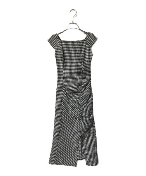 HER LIP TO（ハーリップトゥ）HER LIP TO (ハーリップトゥ) French Chic Gingham Dress/フレンチスリーブワンピース ブラック×ホワイト サイズ:Sの古着・服飾アイテム