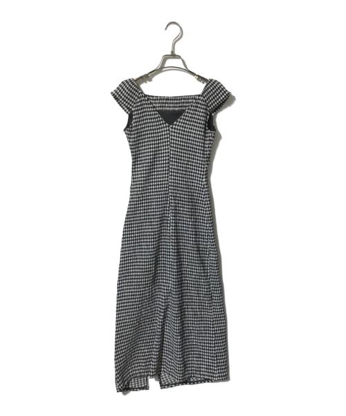 HER LIP TO（ハーリップトゥ）HER LIP TO (ハーリップトゥ) French Chic Gingham Dress/フレンチスリーブワンピース ブラック×ホワイト サイズ:Sの古着・服飾アイテム