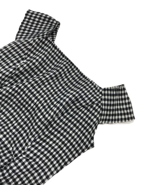 HER LIP TO（ハーリップトゥ）HER LIP TO (ハーリップトゥ) French Chic Gingham Dress/フレンチスリーブワンピース ブラック×ホワイト サイズ:Sの古着・服飾アイテム