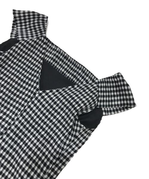 HER LIP TO（ハーリップトゥ）HER LIP TO (ハーリップトゥ) French Chic Gingham Dress/フレンチスリーブワンピース ブラック×ホワイト サイズ:Sの古着・服飾アイテム
