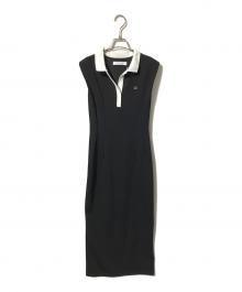 HER LIP TO（ハーリップトゥ）の古着「French Sleeve Polo Long Dress/フレンチスリーブロングワンピース」｜ブラック