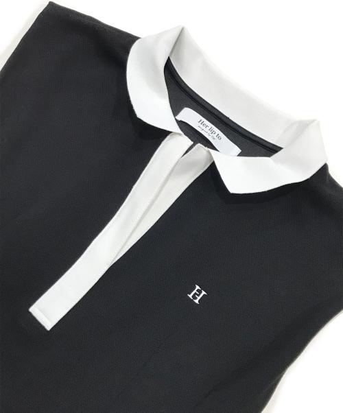 HER LIP TO（ハーリップトゥ）Her lip to (ハーリップトゥ) French Sleeve Polo Long Dress/フレンチスリーブロングワンピース ブラック サイズ:Sの古着・服飾アイテム