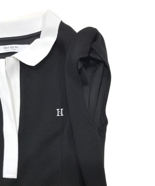 HER LIP TO（ハーリップトゥ）Her lip to (ハーリップトゥ) French Sleeve Polo Long Dress/フレンチスリーブロングワンピース ブラック サイズ:Sの古着・服飾アイテム