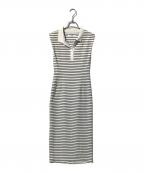 HER LIP TOハーリップトゥ）の古着「French Sleeve Polo Long Dress」｜ホワイト×ブラック