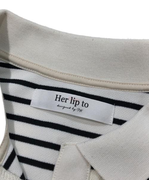 HER LIP TO（ハーリップトゥ）HER LIP TO (ハーリップトゥ) French Sleeve Polo Long Dress ホワイト×ブラック サイズ:Sの古着・服飾アイテム