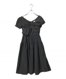 HER LIP TO（ハーリップトゥ）の古着「Twisted Ribbon Tiered Dress/ティアードワンピース」｜ブラック