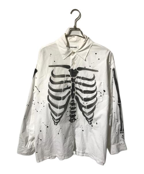 DISCOVERED（ディスカバード）DISCOVERED (ディスカバード) BONE AIR BRUSH SHIRTS/長袖シャツ ホワイト サイズ:3の古着・服飾アイテム