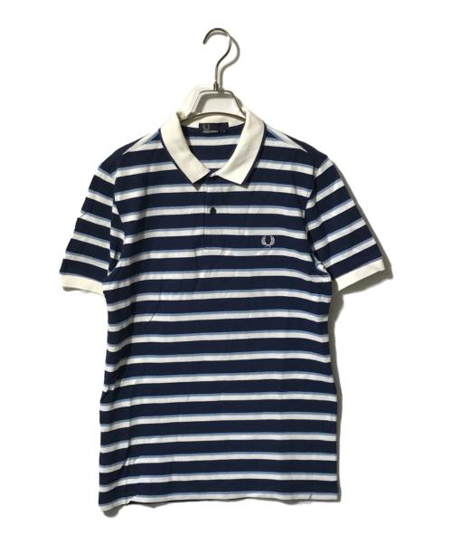 FRED PERRY（フレッドペリー）FRED PERRY (フレッドペリー) ボーダーポロシャツ/半袖ポロシャツ ネイビー×ホワイト サイズ:Mの古着・服飾アイテム