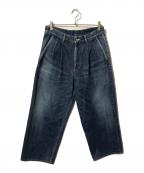 Graphpaperグラフペーパー）の古着「Selvage Denim Two Tuck Pants DARK FADE/デニムパンツ」｜インディゴ