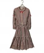PINK HOUSEピンクハウス）の古着「チェック柄ワンピース」｜レッド