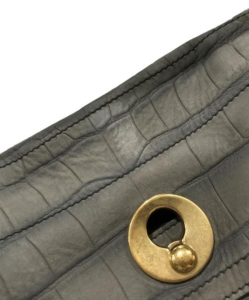 Yves Saint Laurent（イヴサンローラン）Yves Saint Laurent (イヴサンローラン) ミューズトゥ 型押しハンドバッグ グレーの古着・服飾アイテム