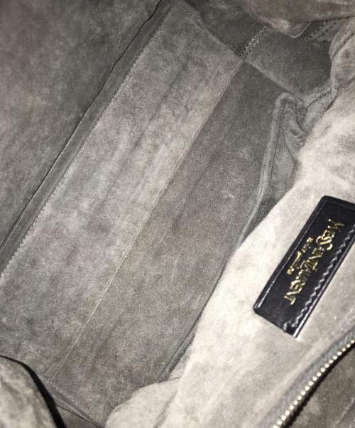 Yves Saint Laurent（イヴサンローラン）Yves Saint Laurent (イヴサンローラン) ミューズトゥ 型押しハンドバッグ グレーの古着・服飾アイテム