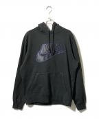 NIKE×SUPREMEナイキ×シュプリーム）の古着「Leather Applique Hooded Sweatshirt」｜ブラック