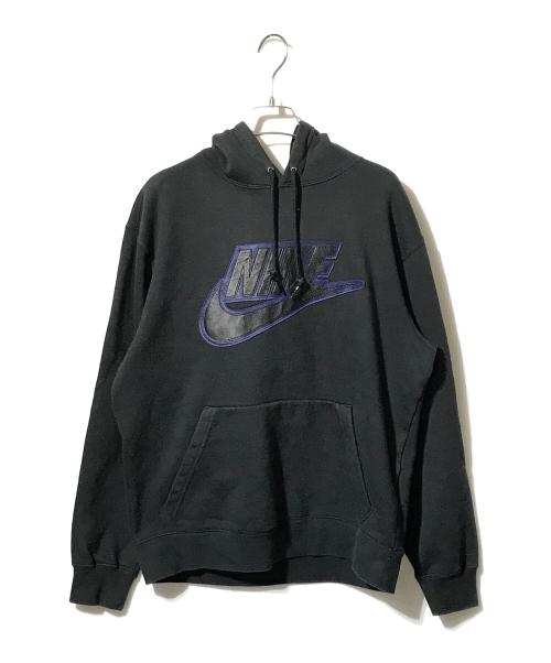 NIKE（ナイキ）NIKE (ナイキ) SUPREME (シュプリーム) Leather Applique Hooded Sweatshirt ブラック サイズ:Mの古着・服飾アイテム