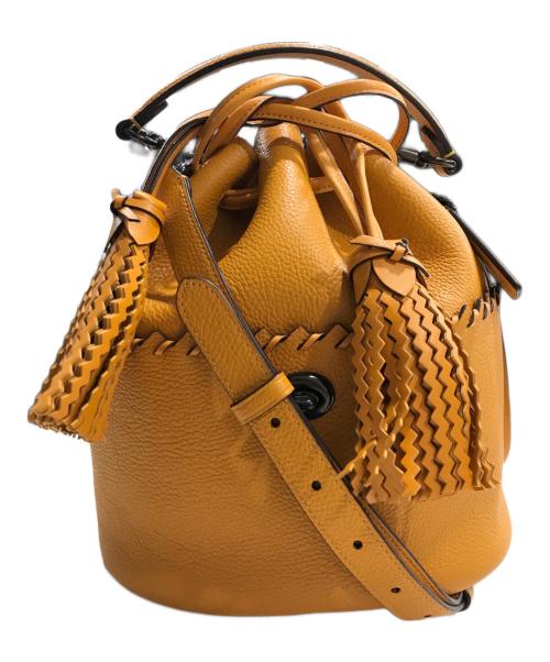 COACH（コーチ）COACH (コーチ) Lora Bucket Bag With Whipstitch Detail/2wayバッグ オレンジの古着・服飾アイテム