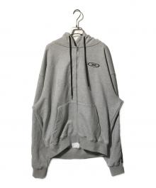 BORNTOWIN（ボーントゥウィン）の古着「BIG CHROME B LOGO TRACK LINE ZIP-UP HOODIE/フード付きジップパーカー」｜グレー