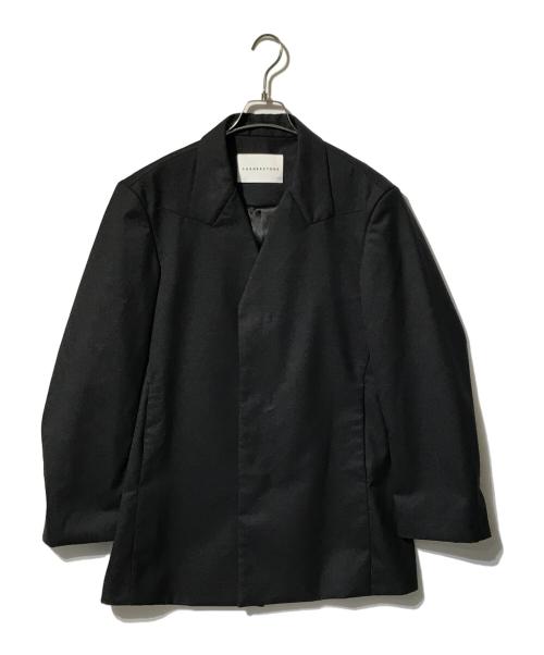 CORNERSTONE（コーナーストーン）CORNERSTONE (コーナーストーン) デザインノーカラージャケット ブラック サイズ:48の古着・服飾アイテム