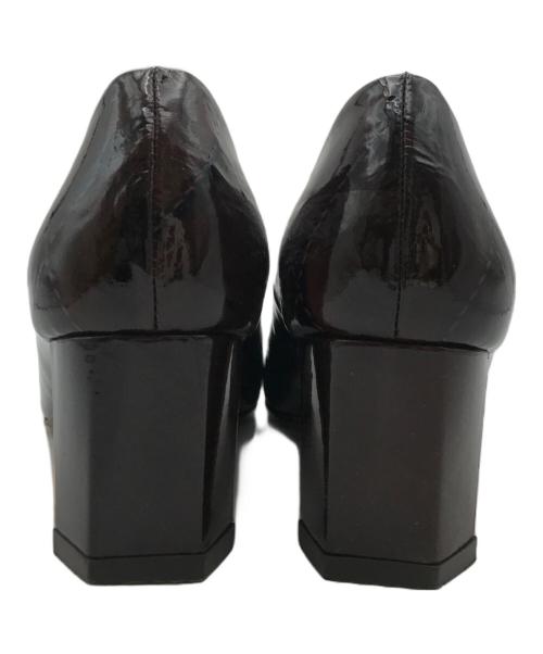 LANVIN COLLECTION（ランバンコレクション）LANVIN COLLECTION (ランバンコレクション) ラウンドスクエアトゥモチーフパンプス ブラウン サイズ:22.5㎝の古着・服飾アイテム