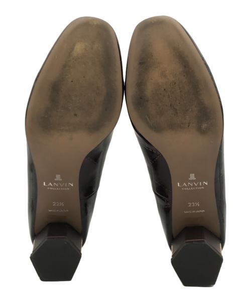 LANVIN COLLECTION（ランバンコレクション）LANVIN COLLECTION (ランバンコレクション) ラウンドスクエアトゥモチーフパンプス ブラウン サイズ:22.5㎝の古着・服飾アイテム
