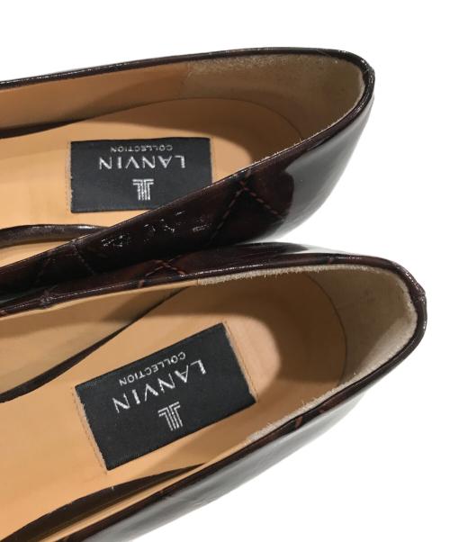 LANVIN COLLECTION（ランバンコレクション）LANVIN COLLECTION (ランバンコレクション) ラウンドスクエアトゥモチーフパンプス ブラウン サイズ:22.5㎝の古着・服飾アイテム