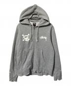 stussyステューシー）の古着「ジップアップパーカー」｜グレー