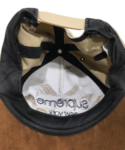 SUPREME（シュプリーム）Supreme (シュプリーム) スウェード切替キャップ ブラウンの古着・服飾アイテム